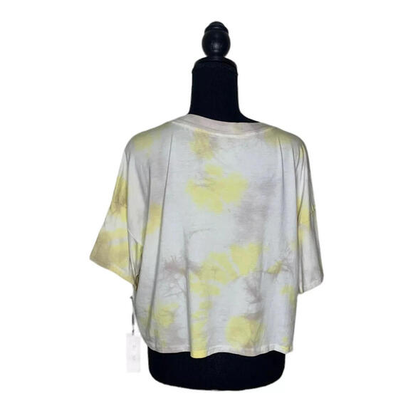 Calvin Klein Performance Cropped Tie-Dyed T-ShirtYellowKensignton Daffodi, Sz XS - Picture 3 of 3